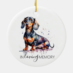 Dachshund memorial watercolour christmas ceramic tree decoration