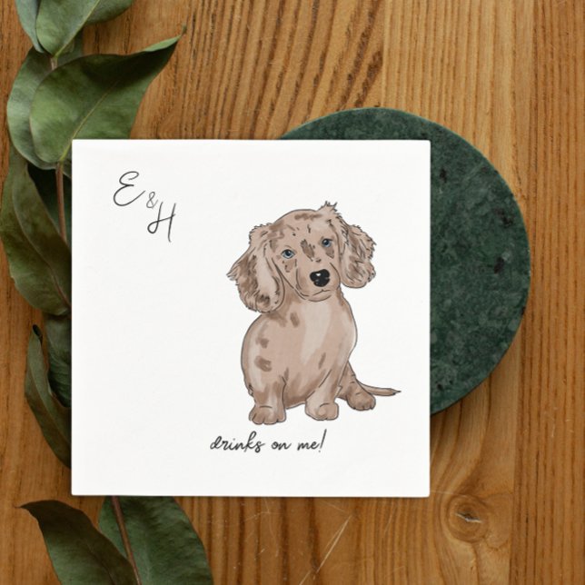 dachshund merl watercolor Wedding Cocktail Napkins (Creator Uploaded)