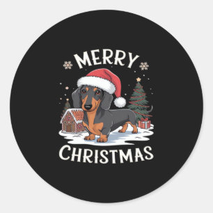 Dachshund Merry Christmas Classic T-Shirt Classic Round Sticker