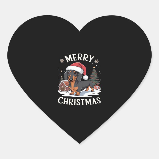 Dachshund Merry Christmas Classic T-Shirt Heart Sticker (Front)