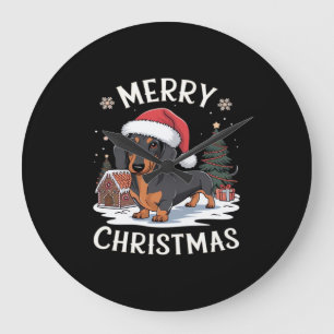 Dachshund Merry Christmas Classic T-Shirt Large Clock