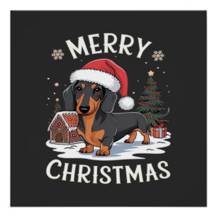 Dachshund Merry Christmas Classic T-Shirt Poster