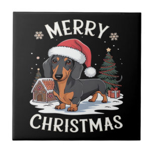 Dachshund Merry Christmas Classic T-Shirt Tile