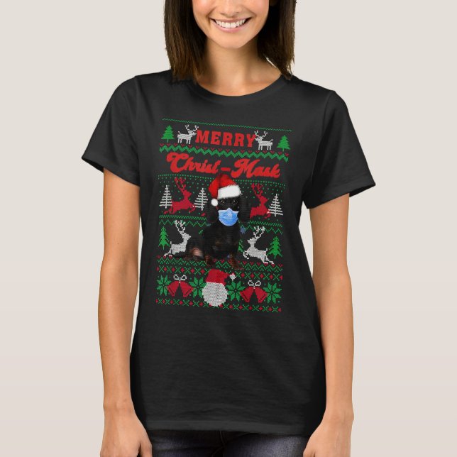 Dachshund Merry Christmask Ugly Christmas Sweaters (Front)