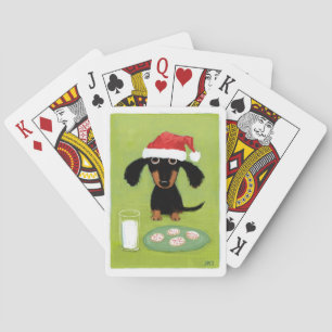 Dachshund Milk and Cookies - Funny Santa Dog Playing Cards