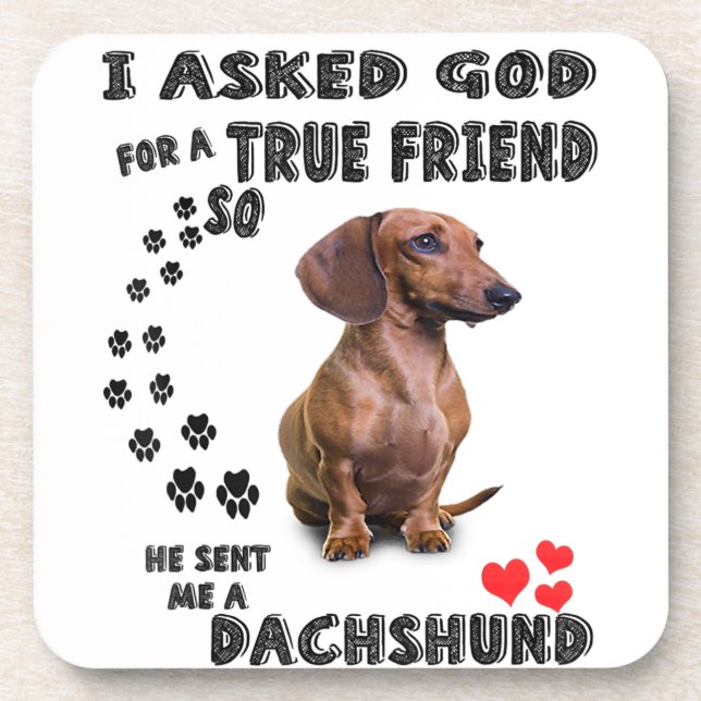 Dachshund Miniature Gift, Sausage Dog, Weenie Wog, Coaster (Front)
