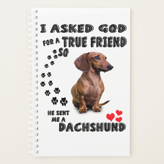 Dachshund Miniature Gift, Sausage Dog, Weenie Wog, Planner (Front)