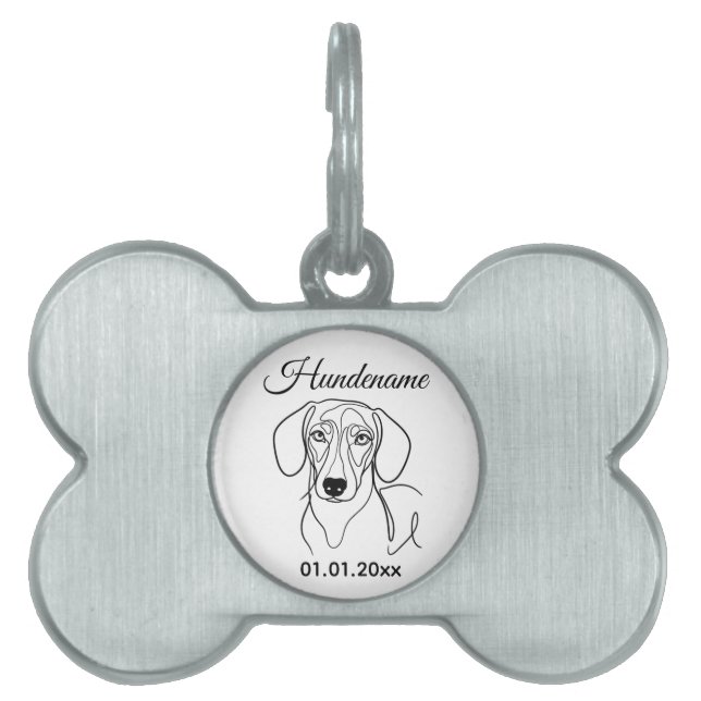 Dachshund Minimalist Line Art Personalized Tag (Front)