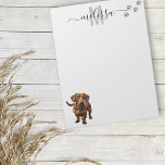 Dachshund Monogram Personalised  Notepad<br><div class="desc">This design may be personalised in the area provided by changing the photo and/or text. Or it can be customised by clicking Personalise this Template and then choosing the click to customise further option and delete or change the colour of the background, add text, change the text colour or style,...</div>