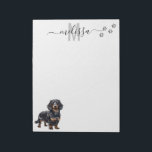 Dachshund Monogram Personalised  Notepad<br><div class="desc">This design may be personalised in the area provided by changing the photo and/or text. Or it can be customised by clicking Personalise this Template and then choosing the click to customise further option and delete or change the colour of the background, add text, change the text colour or style,...</div>