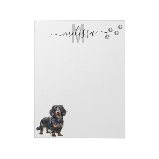 Dachshund Monogram Personalised  Notepad (Rotated)