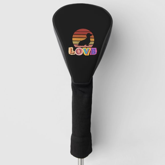 Dachshund Motiv Love Retro Design Golf Head Cover (Front)