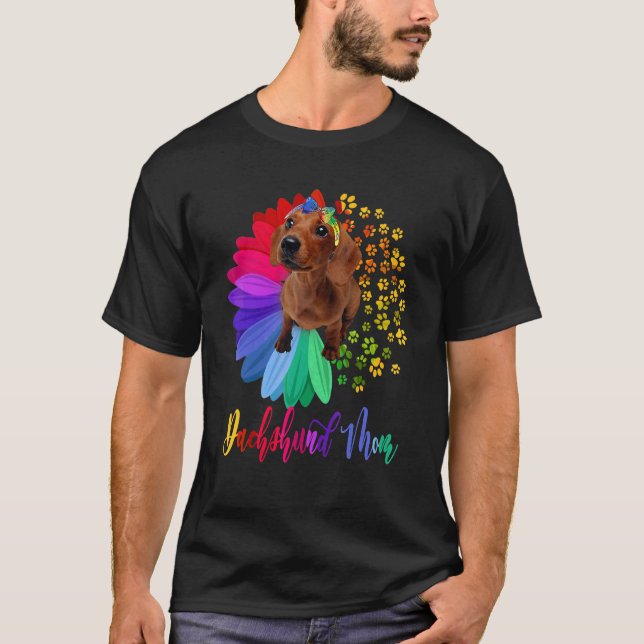 Dachshund Mum A Half Sunflower Dachshund  Mother's T-Shirt (Front)