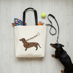 Dachshund Mum - Black and Tan Doxie - Heart Leash Tote Bag