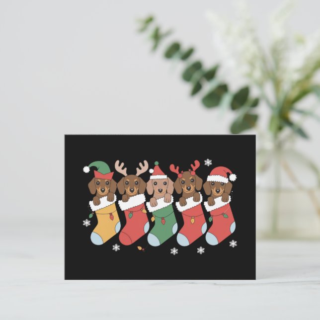Dachshund Mum Christmas Dog Lover Gift New Year  Holiday Postcard (Standing Front)