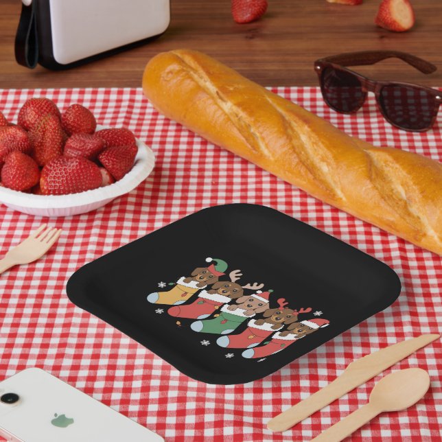 Dachshund Mum Christmas Dog Lover Gift New Year  Paper Plate (Picnic)
