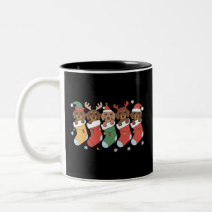 Dachshund Mum Christmas Dog Lover Gift New Year Two-Tone Coffee Mug