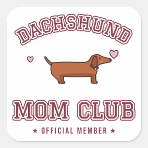 Dachshund Mum Club Varsity Doxie Mum Square Sticker