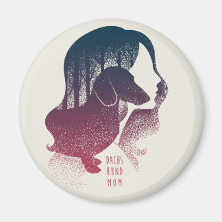 Dachshund Mum Dotwork Pointillism Illustration Magnet