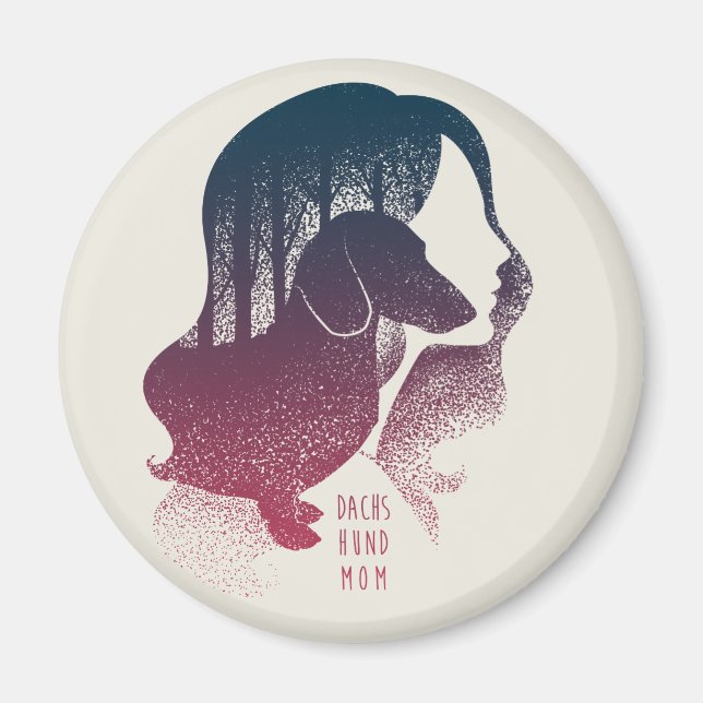 Dachshund Mum Dotwork Pointillism Illustration Magnet (Front)