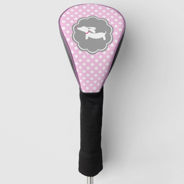 Dachshund Mum Golfer Gift Pink Head Cover Woods (Front)
