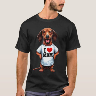 Dachshund Mum I Love Mum Dachshund Lover T-Shirt