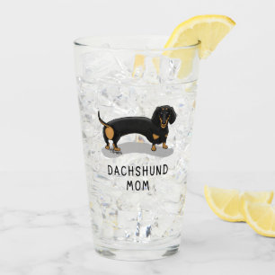 Dachshund Mum (S black & tan) Cute dog mum Glass