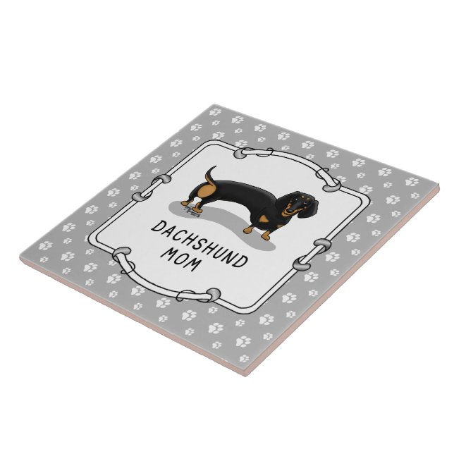 Dachshund Mum (S black & tan) - Cute dog mum Tile (Side)