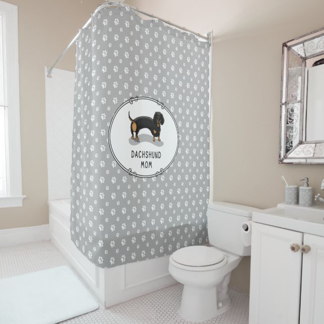 Dachshund Mum (S black & tan) - Cute dog Shower Curtain (In Situ)
