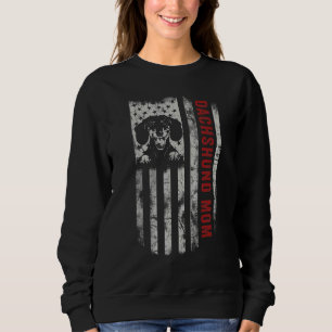 Dachshund Mum Vintage American Flag Patriotic Wein Sweatshirt