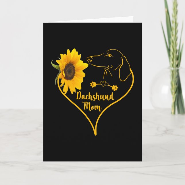 Dachshund Mum With Sunflower Heart Mother's Day Card (Front)