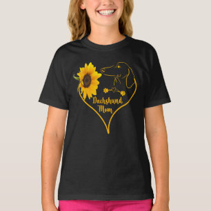 Dachshund Mum With Sunflower Heart Mother's Day T-Shirt