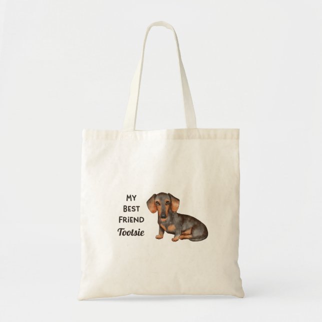 Dachshund My Best Friend Custom Name   Tote Bag (Front)