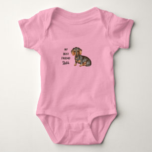 Dachshund My Best Friend Custom Pet Name Baby Bodysuit