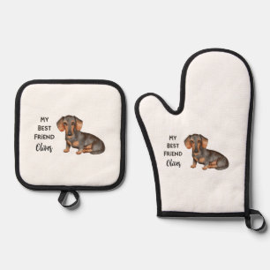 Dachshund My Best Friend Custom Pet Name Oven Mitt & Pot Holder Set