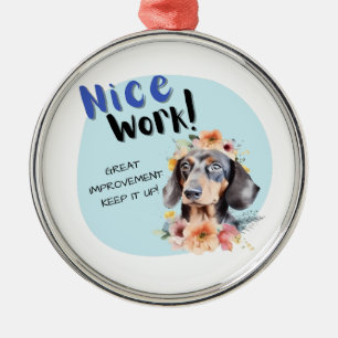 Dachshund Nice Work Metal Tree Decoration