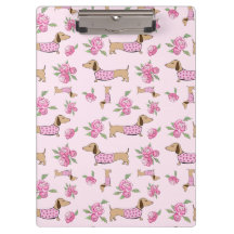 Dachshund Office Supplies - Pink Floral 