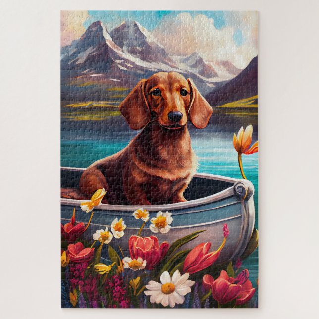 Dachshund on a Paddle: A Scenic Adventure Jigsaw Puzzle (Vertical)