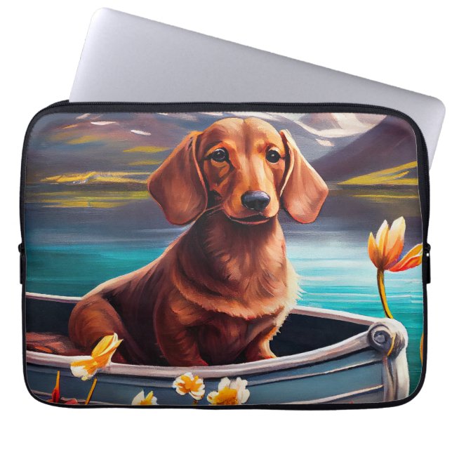 Dachshund on a Paddle: A Scenic Adventure Laptop Sleeve (Front)