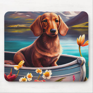 Dachshund on a Paddle: A Scenic Adventure Mouse Mat