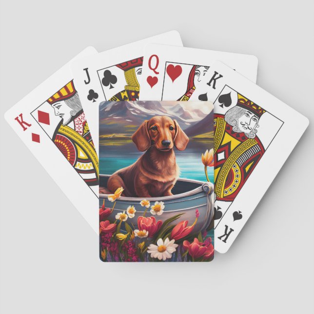 Dachshund on a Paddle: A Scenic Adventure Playing Cards (Back)