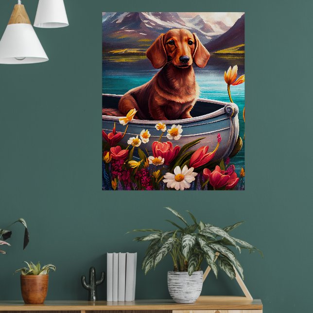 Dachshund on a Paddle: A Scenic Adventure Poster (Living Room 1)