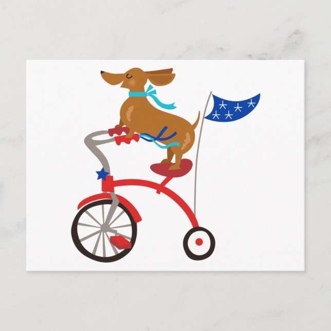 Dachshund on Bike Postcard (Front)