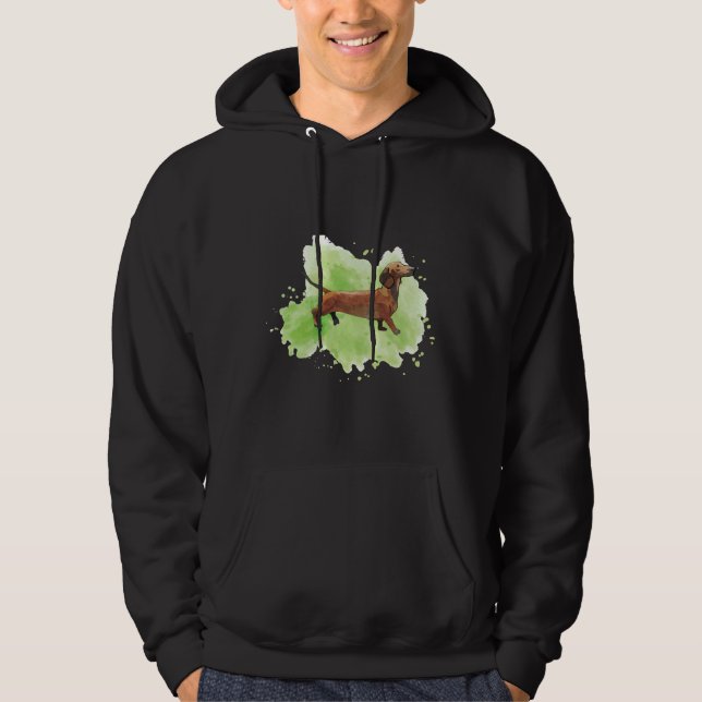 Dachshund On Green Hoodie (Front)