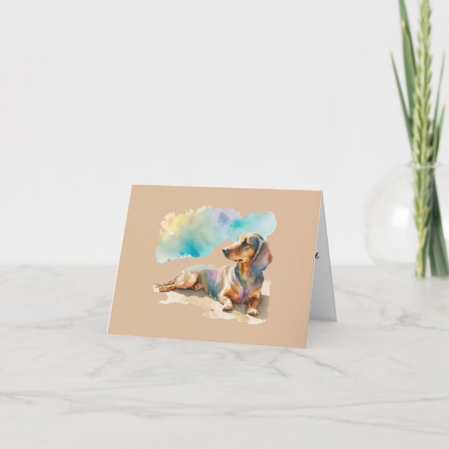 Dachshund on the beach Blank Greeting Card (Front)