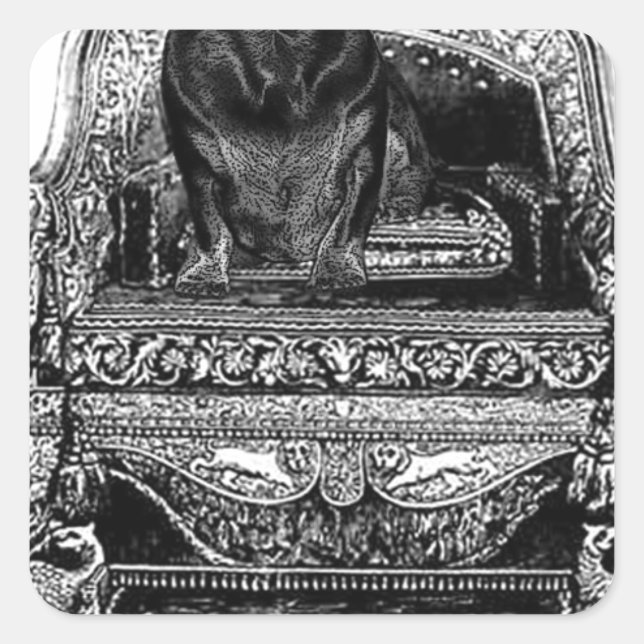 Dachshund On Throne Crown Dog Square Sticker (Front)