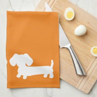 Dachshund Orange Dish Towel for Wiener Dog Lovers