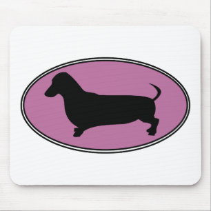 Dachshund Oval Pink Mouse Mat