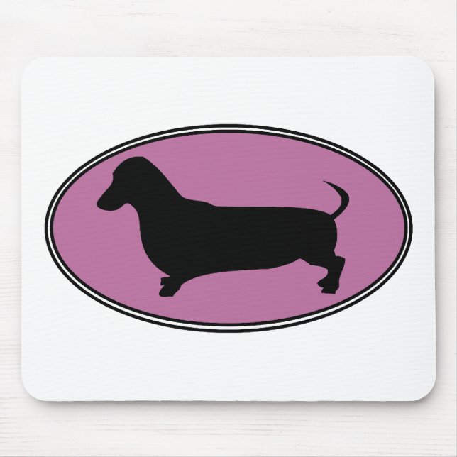 Dachshund Oval Pink Mouse Mat (Front)