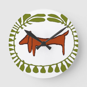 Dachshund Oval Round Clock